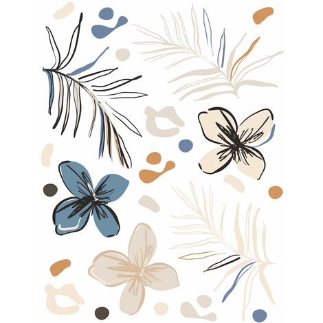 Sticker Mural Fleurs Beige Bleu Et Orange Sanders Sanders sticker-mural-fleurs-beige-bleu-et-orange-sanders-sanders