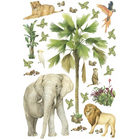 sticker mural animaux de la jungle vert - Sanders & Sanders (1/2)