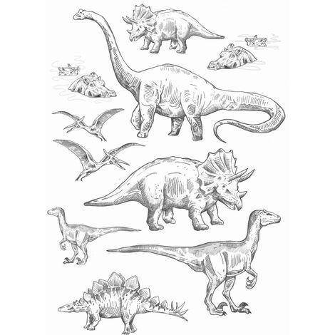 sticker mural dinosaures noir et blanc  - ESTAhome (1/5)