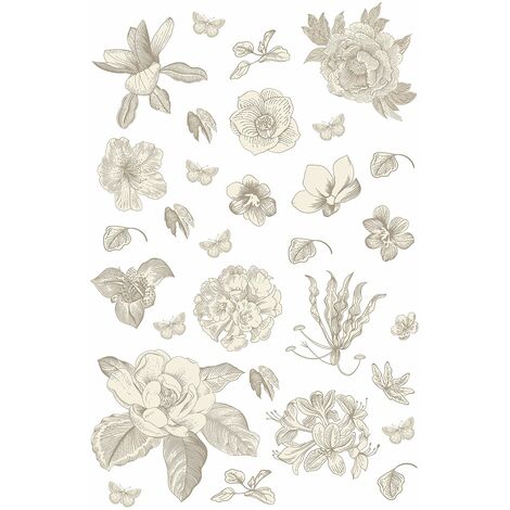 sticker mural fleurs gris chaud  - Sanders & Sanders (1/4)