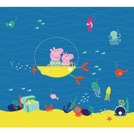 papier peint panoramique Peppa Cochon bleu et jaune - Sanders & Sanders (1/3)