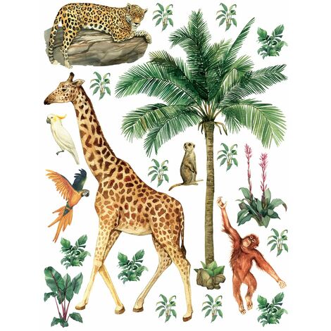 sticker mural animaux de la jungle vert jungle - Sanders & Sanders (1/2)