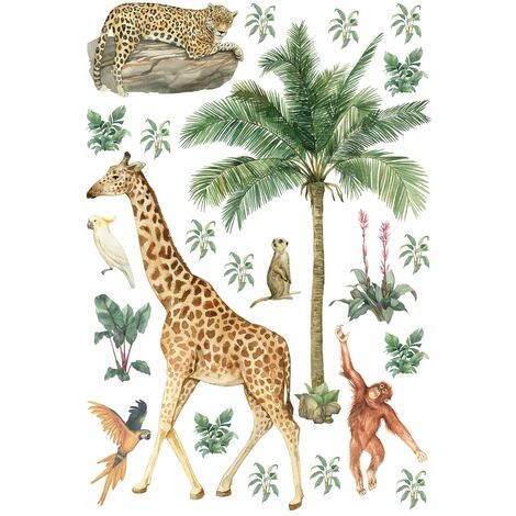 sticker mural animaux de la jungle vert jungle - Sanders & Sanders (1/2)
