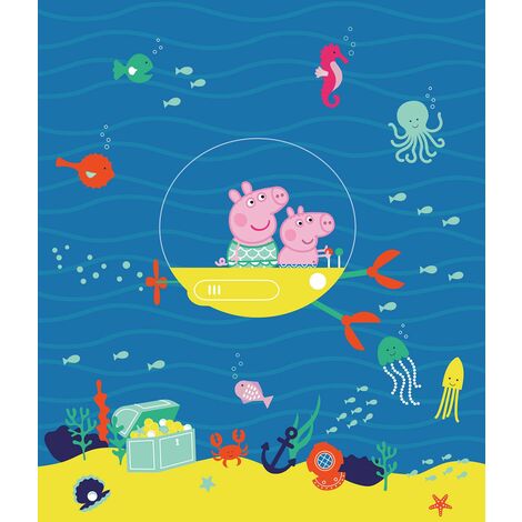 papier peint panoramique Peppa Cochon bleu et jaune  - Sanders & Sanders (1/3)
