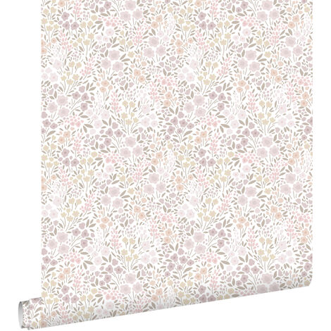 papier peint fleurs rose lilas  - ESTAhome