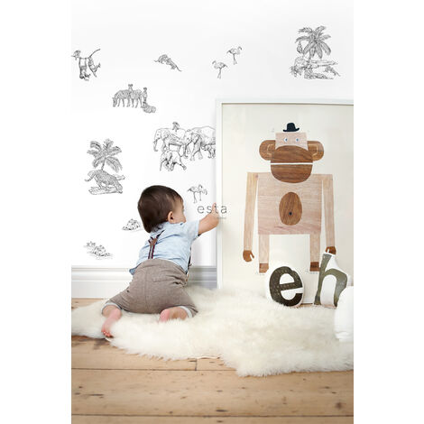 Bebeboutik - Sticker mural - Zèbre - Rond - Adhésif MAT - Diamètre 30 cm - Décoration murale