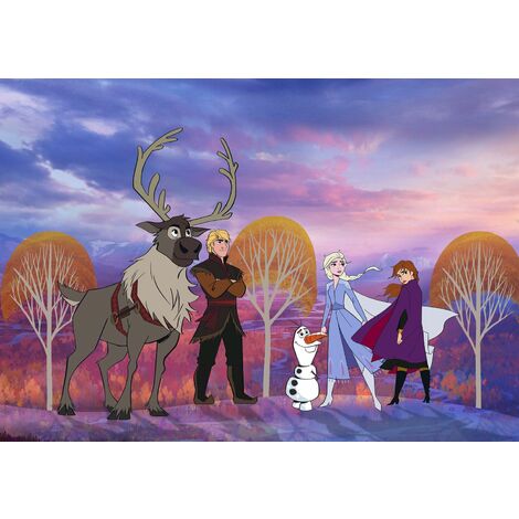 papier peint panoramique La Reine des neiges violet et orange  - Disney (1/3)