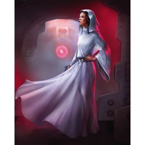 papier peint panoramique Star Wars Leia orange et violet  - Disney (1/3)