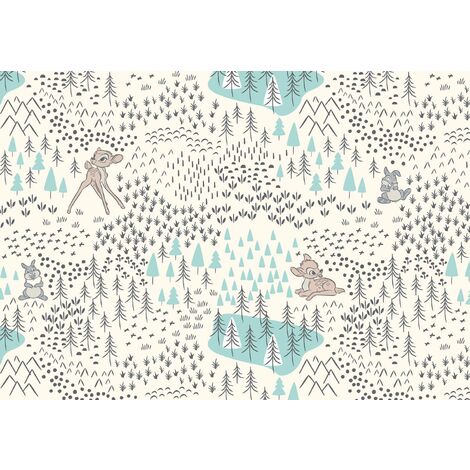 papier peint panoramique Bambi Woodland couleur sable et bleu  - Disney (1/3)