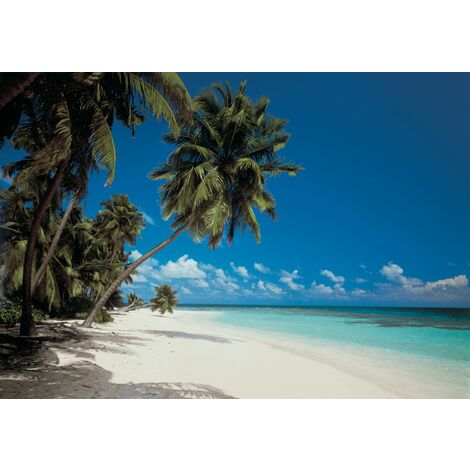 papier peint panoramique plage bleu et vert - Komar (1/3)