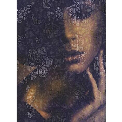 papier peint panoramique Lace noir et beige - Komar (1/3)