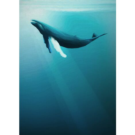 papier peint panoramique baleine à bosse bleu - Komar (1/3)