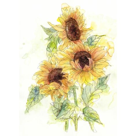 papier peint panoramique tournesol jaune et vert  - Komar (1/3)