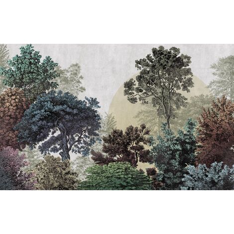 papier peint panoramique arbres multicolore  - Komar (1/3)
