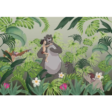 papier peint panoramique Welcome To the Jungle vert et gris  - Disney (1/3)