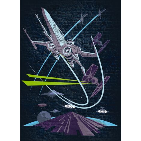 papier peint panoramique Star Wars X-wing bleu foncé et violet - Disney (1/3)