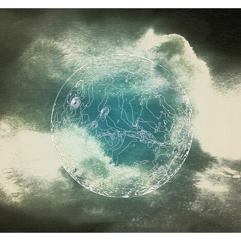 papier peint panoramique Surreal Planet gris vert et bleu  - Komar (1/3)