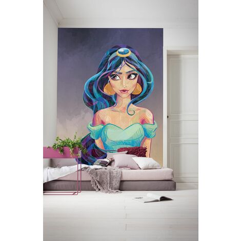 papier peint panoramique Aladdin Jasmine bleu et violet - Disney