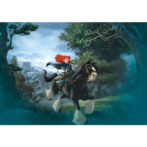 papier peint panoramique princesse Merida bleu  - Disney (1/3)