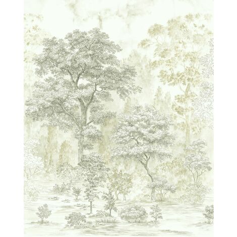 papier peint panoramique arbres beige - Komar (1/3)
