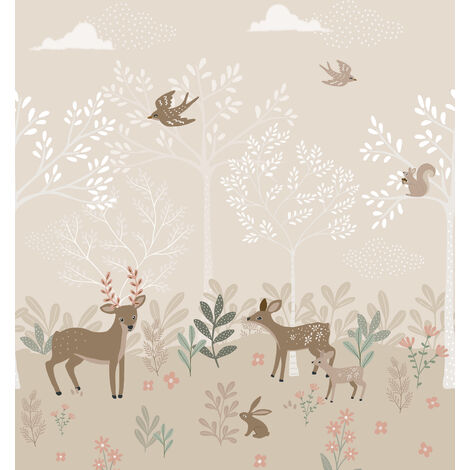 papier peint panoramique cerf beige  - ESTAhome (1/5)