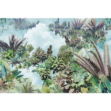 papier peint panoramique feuilles de palmier vert et bleu  - Komar (1/2)