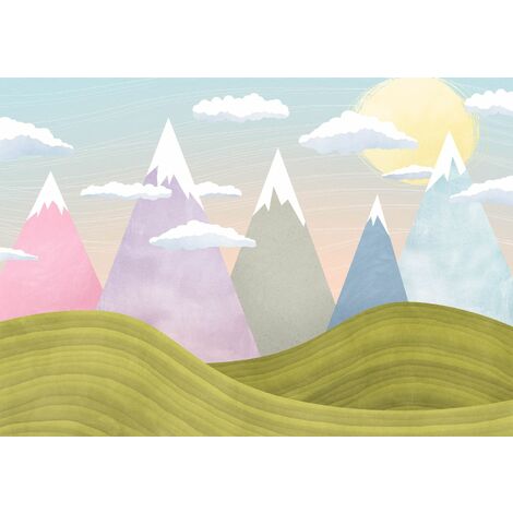 papier peint panoramique montagnes multicolore - Komar (1/3)