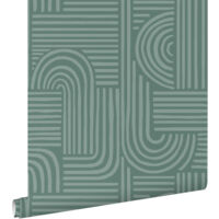 papier peint graphique 3D vert pétrole - ESTAhome