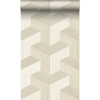 papier peint graphique 3D beige clair - Origin Wallcoverings