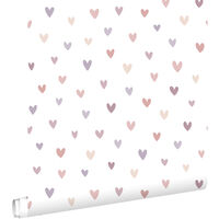 papier peint coeurs terracotta et violet - ESTAhome