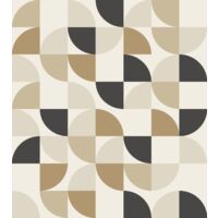 papier peint panoramique formes géométriques beige et noir - ESTAhome