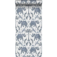papier peint éléphants bleu gris - Sanders & Sanders