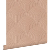papier peint effet 3D rose terracotta - ESTAhome