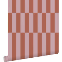 papier peint à rayures terracotta et vieux rose - ESTAhome
