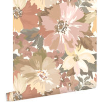 papier peint fleurs terracotta claire et rose terracotta - ESTAhome