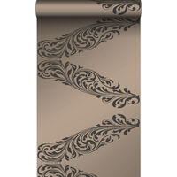 papier peint ornement bronze brillant et marron - Origin Wallcoverings