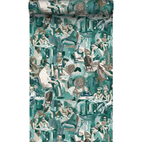 papier peint motif figurativ vert émeraude - Origin Wallcoverings
