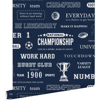 papier peint citations de sport bleu foncé - ESTAhome