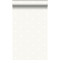 papier peint petites couronnes gris chaud et blanc - Origin Wallcoverings