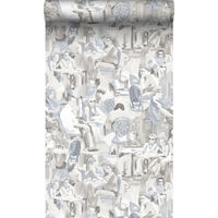 papier peint motif figurativ gris argileux - Origin Wallcoverings