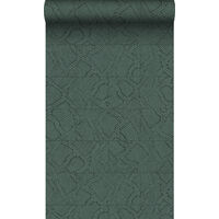 papier peint motif de carrellages avec imitation peau de serpent bleu canard - Origin Wallcoverings