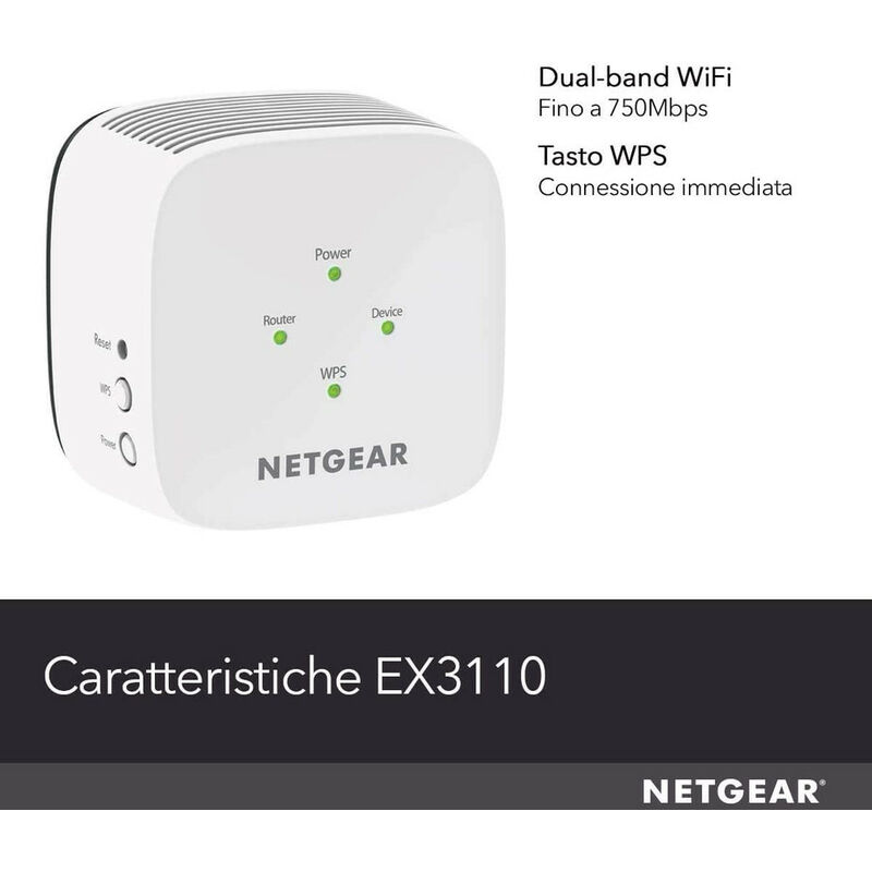 Netgear Ripetitore WiFi AC1200 EX6120, amplificatore wifi dual band  compatibile con qualsiasi router o modem, porta ethernet 1G, bianco
