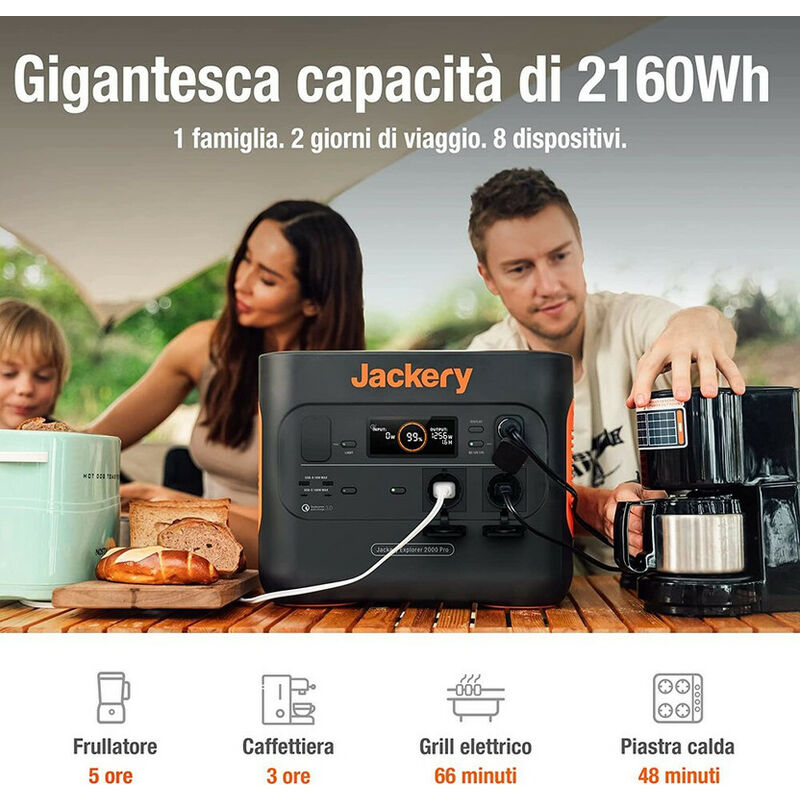 Centrale elettrica portatile Jackery Explorer 240, 230V/200W con presa AC a  onda sinusoidale pura, batteria al litio di riserva da 240 Wh per esterni,  picnic, pesca, viaggi, feste, campeggio : : Giardino