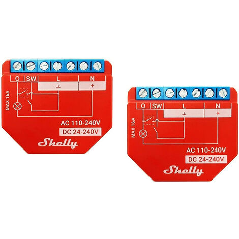 Shelly PLUS 1 PM Confezione da 2 pezzi dispositivo Bluetooth e Wi-Fi per Automazione Domestica dei Dispositivi Elettrici, rosso & Plus 2PM interruttore Rel√® Wi-Fi a 2 canali