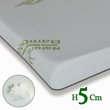 Topper 140x190 cm per materasso in MemoryFoam - alto 3 cm, sfoderabile,  tessuto AloeVera, Correttore H3