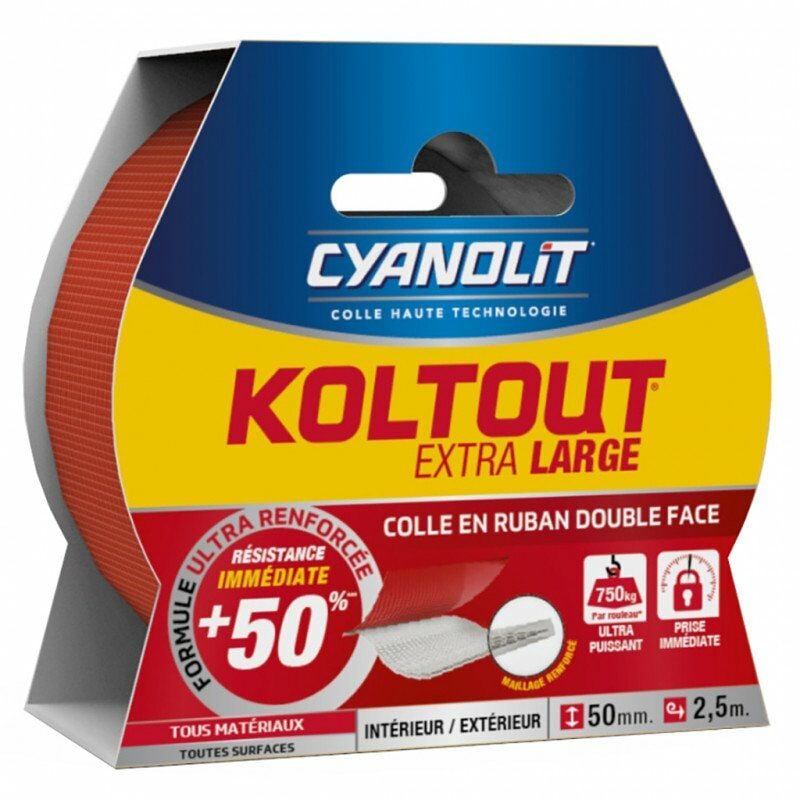 Koltout- colle en ruban double face - 10 bandes transparent Cyanolit