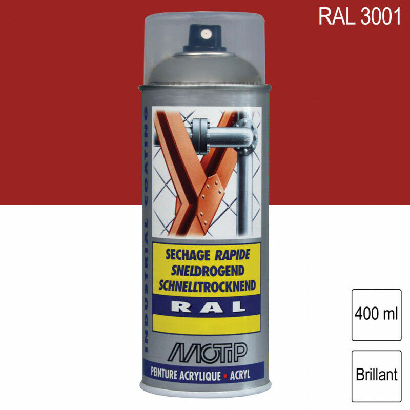 Bombe de peinture Rouge Pur RAL 3028 - Brillant, Satin ou Mat