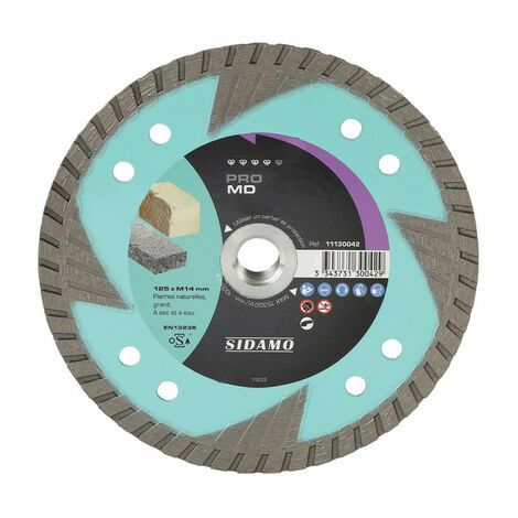 Sidamo – Disque diamant 125 mm M14 – Tronçonnage à sec et à eau – Pour pierres naturelles et granit – Usage intensif (1/4)