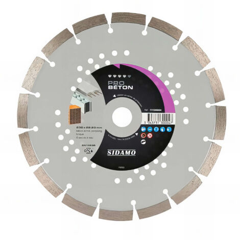 Sidamo – Disque diamant pour meuleuse 230mm 11130004 – Alésage 22,23mm – Coupe béton armé – Longévité élevée pour travaux intensifs