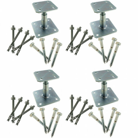 Simpson Strong Tie – Lot de 4 pieds de poteau réglables APB100/150 – Acier S235 – Hauteur réglable – Pour béton et bois massif – Applications : pergola, terrasse